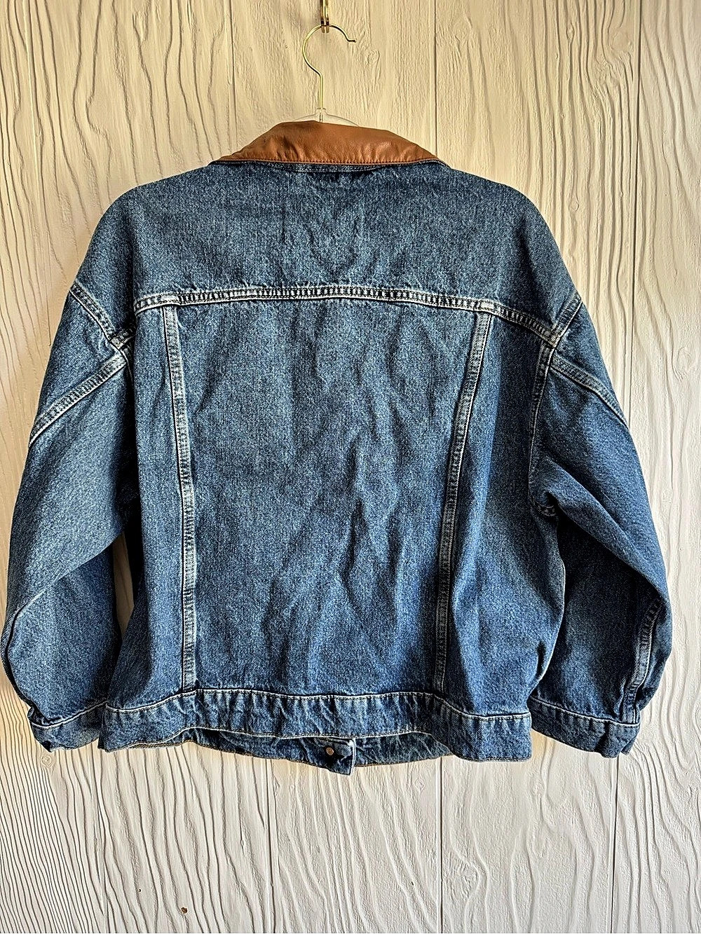 PILCRO The Weston Faux Leather-Collar Denim Boyfriend Jacket Sz: Small - Picture 4 of 13